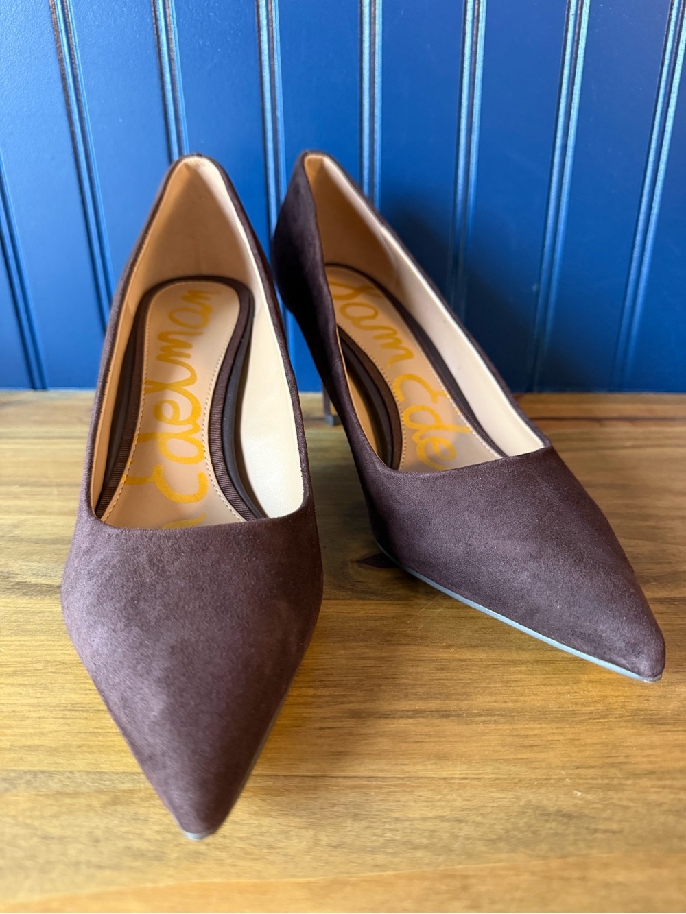 Sam Edelman Vienna Choco Brown Suede Pointed Toe Pumps Heels Size 7